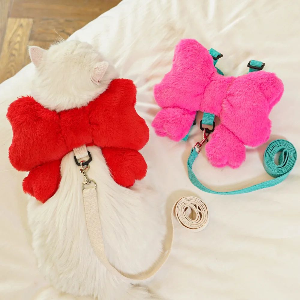 Pet Bow Cost Strrap Traction Rope de marche chien corde et chat sortir mignon Bow Self Bac