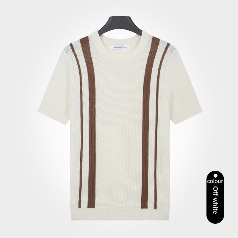 Hommes Ice-Silk Cool-Feld Crew-Neck Knitted Top