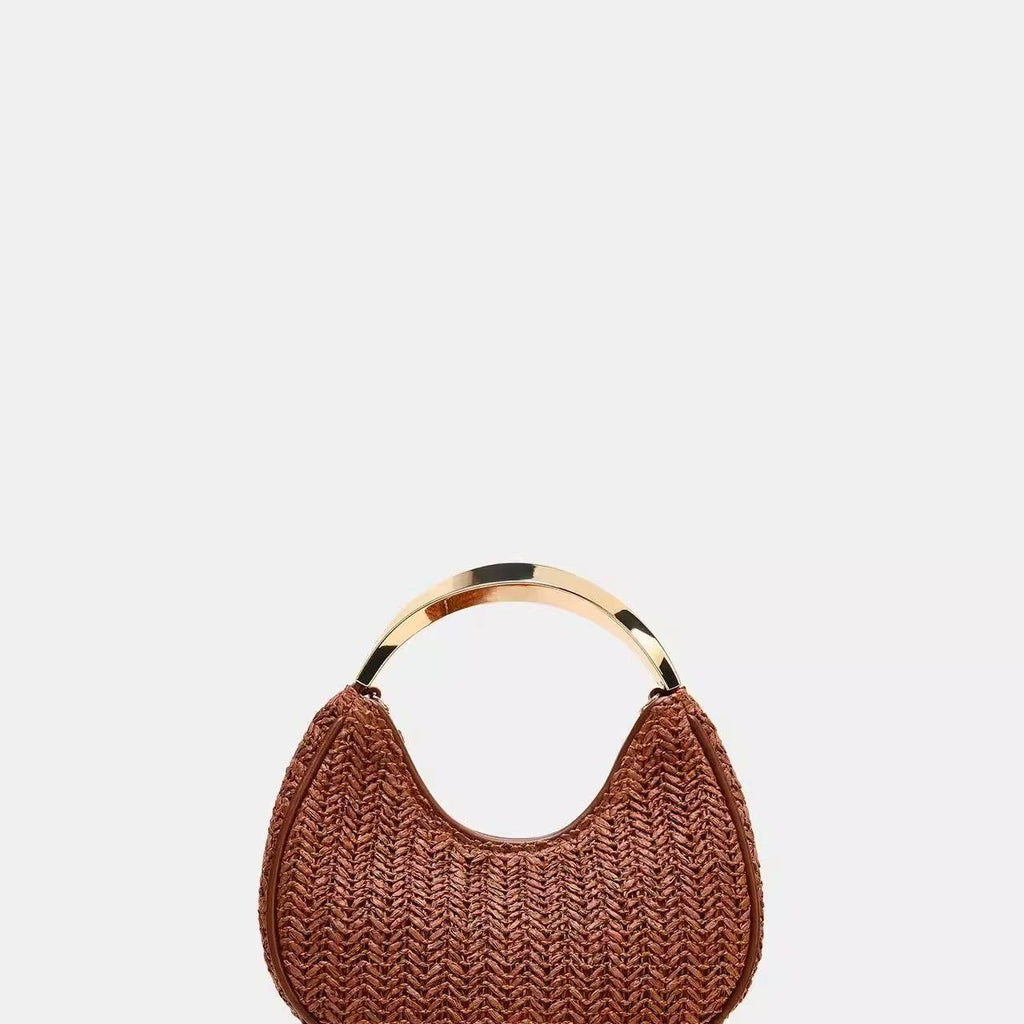 Sac de corps en chaîne tissé pour femmes avec poignée en métal