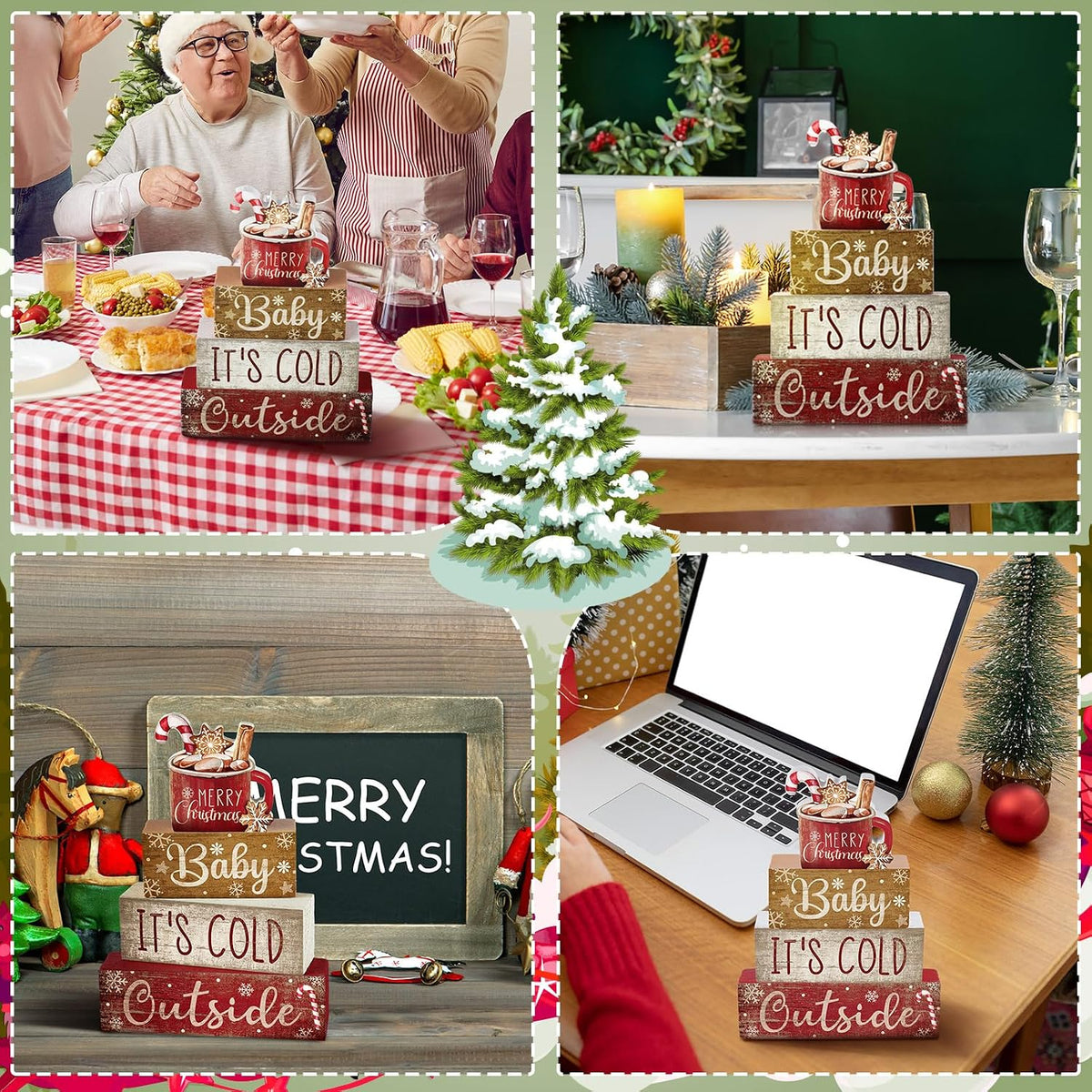 Décorations de table de Noël 4 PCS