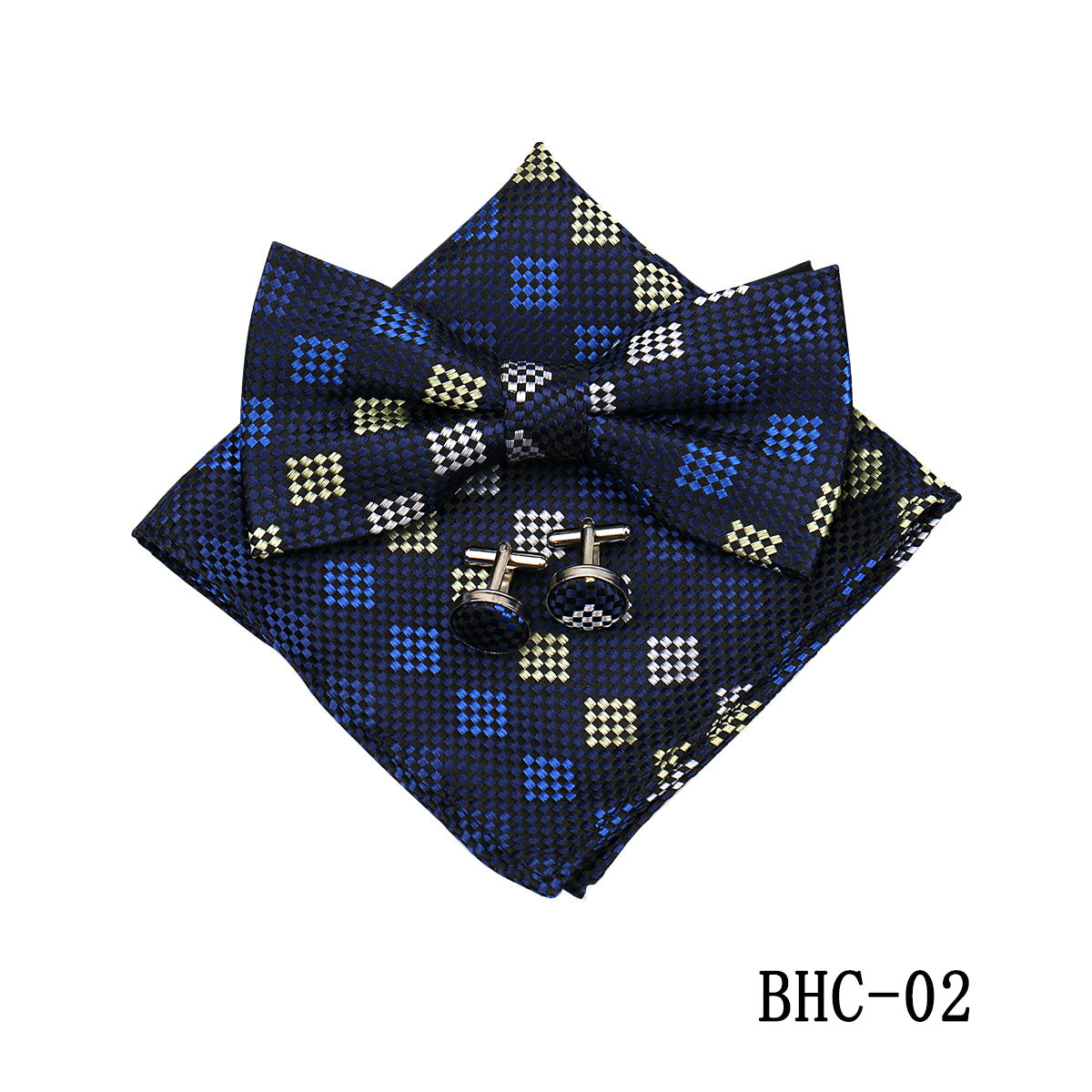 Mens Paisley Bow Tie Pocket Square et Cufflinks
