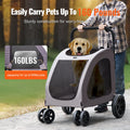 Poussette pour animaux de compagnie 4 roues Poussette pour chiens 160lbs Poids Capacité Portable