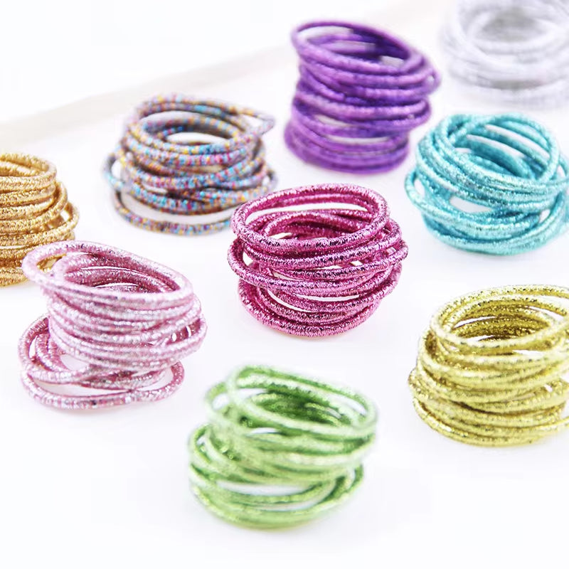 10-pack Élastique Élastique Shiny enfants bande en caoutchouc Bande de cheveux de feuille d'or Accessoires