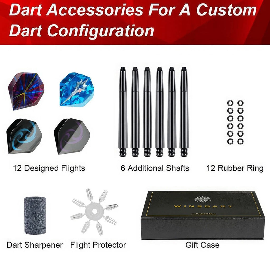 6Pack Professional Tungsten Darts Tip Set Steel Shaft 12 Vols avec Case UK