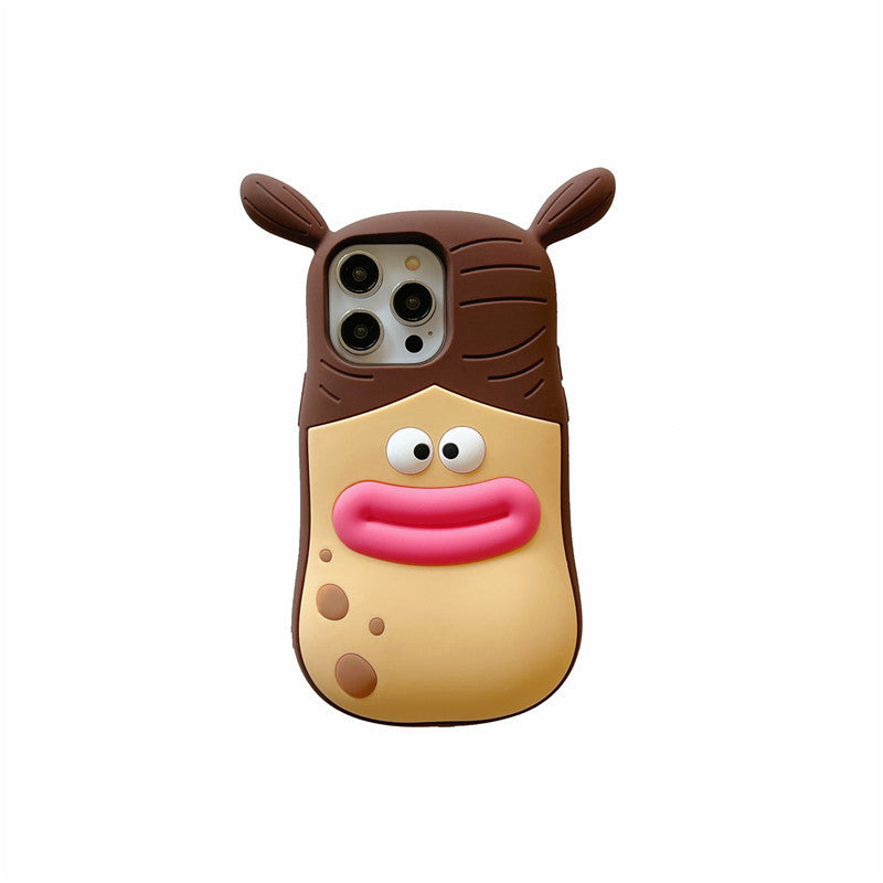 Saucisse de caricature Housse de téléphone fille de la bouche Étui de protection résistant à la chute