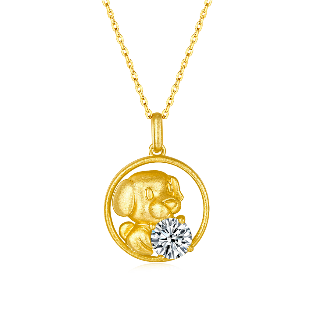 S925 Argent Sterling plaqué or 1ct Moissanite Chinois Zodiaque Pendentif Collier 5.2g Benmi