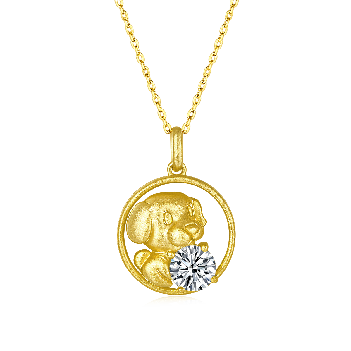 S925 Argent Sterling plaqué or 1ct Moissanite Chinois Zodiaque Pendentif Collier 5.2g Benmi