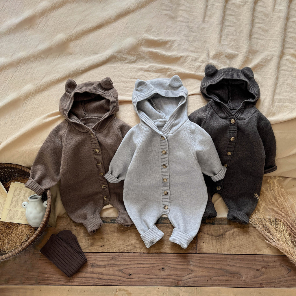 Bébés Bébé printemps et automne tricoté combinaison de saut Corée du Sud