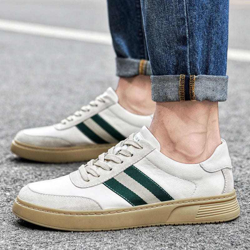 Chaussures de plateau en cuir de vache en lacet
