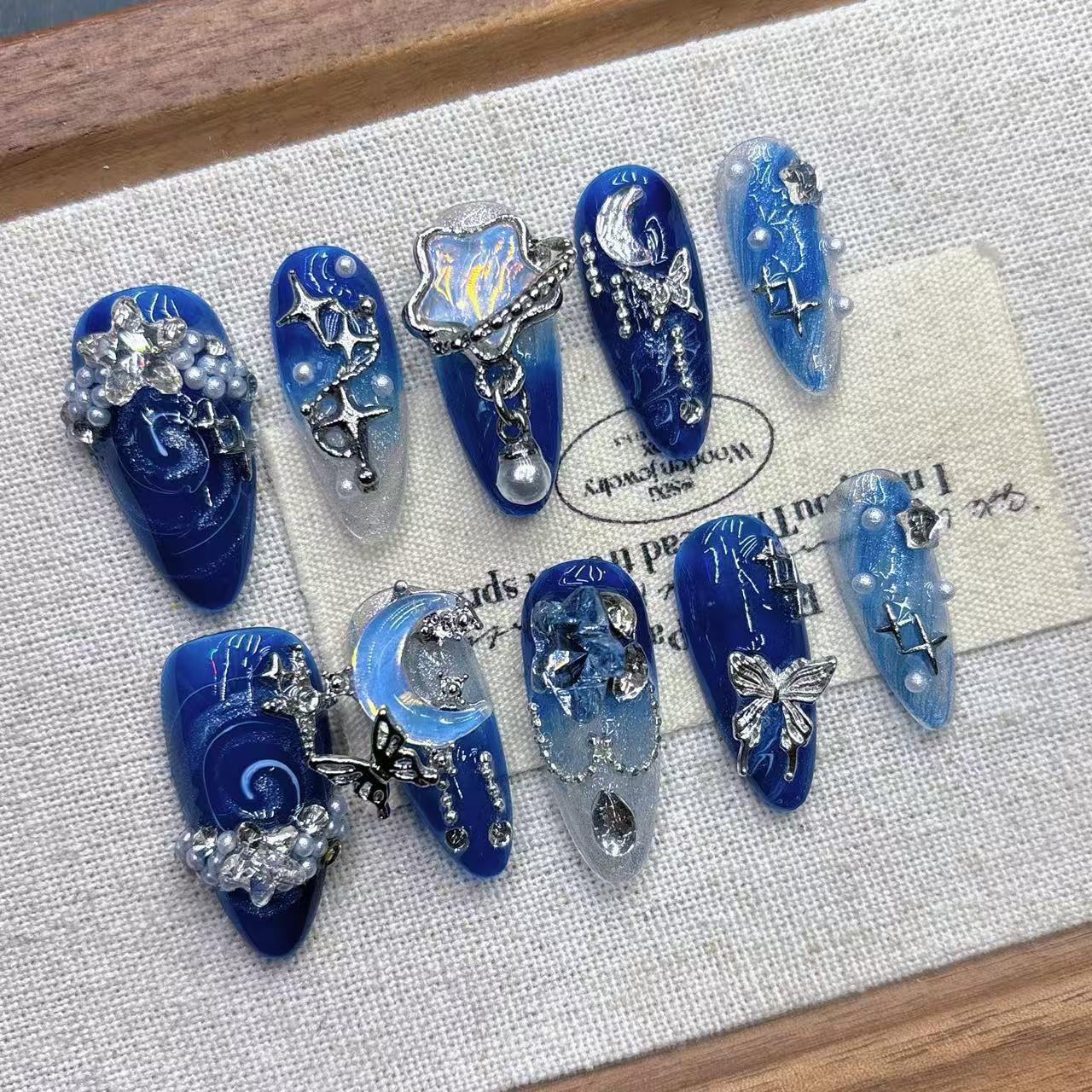 Blue Starry Night Art fait main avec un effet tonique équitable