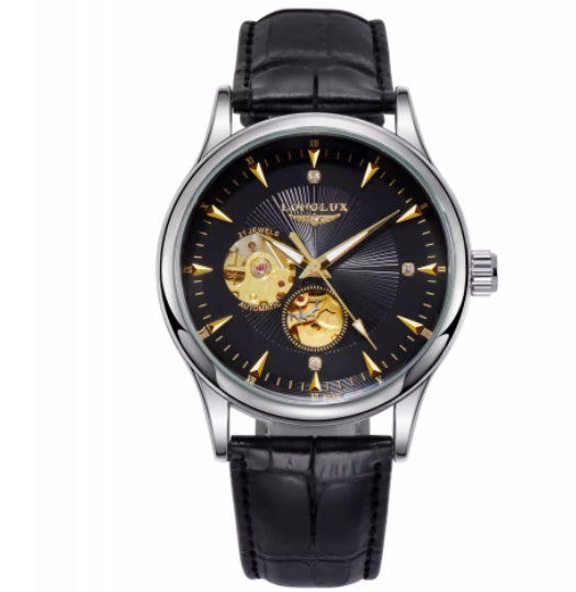 Montre en cuir véritable étanche avec un mouvement mécanique entièrement automatique