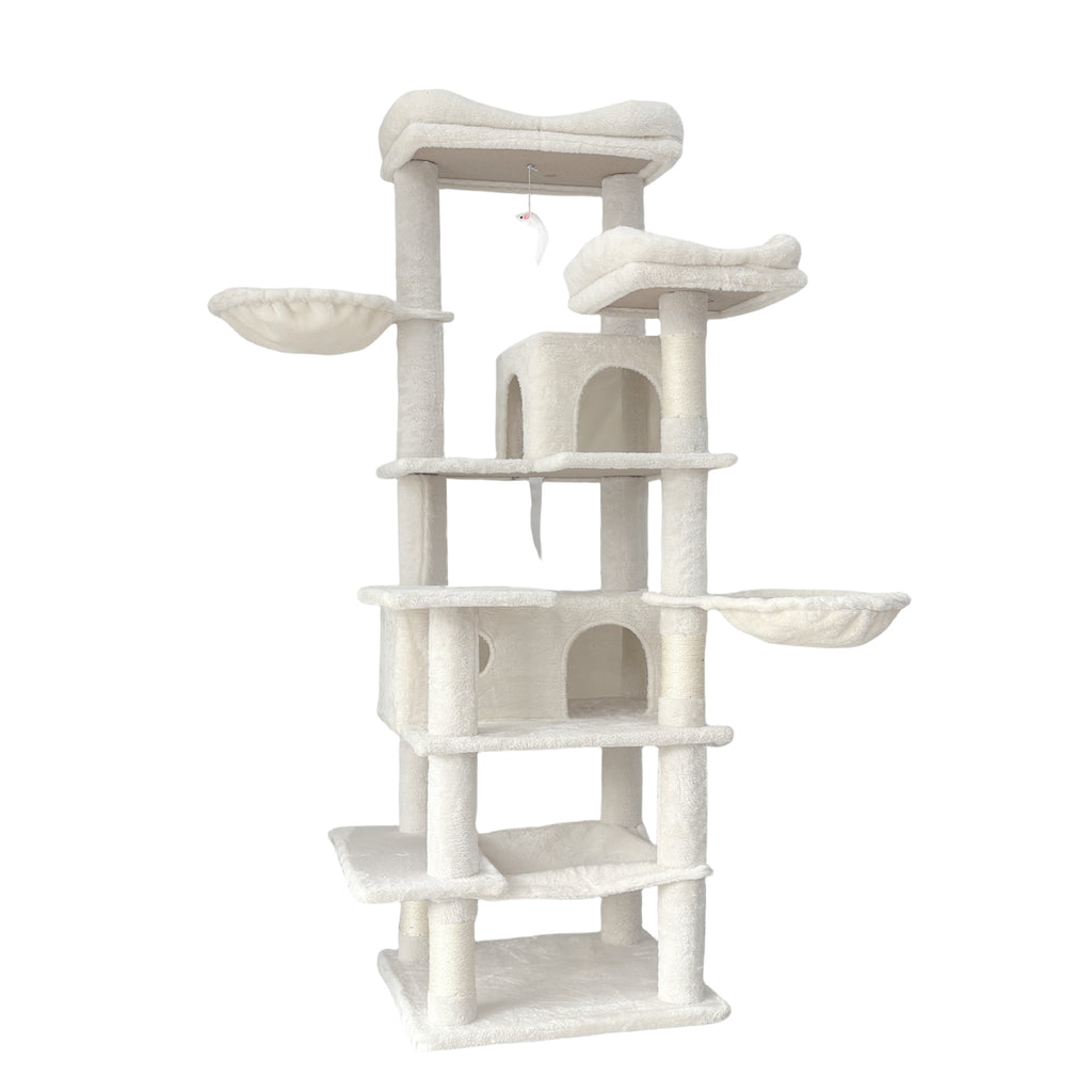 68in Grand arbre de chat vert multi-niveaux avec hamacs