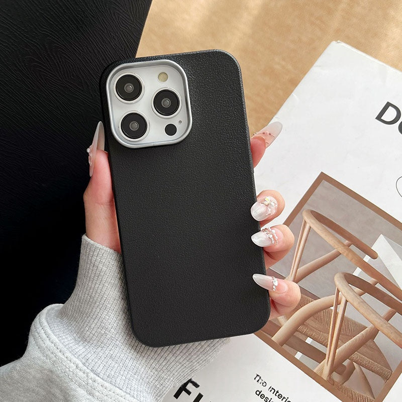 Cas de téléphone d'arrivée le plus vendu Plain cas en cuir en couleur solide