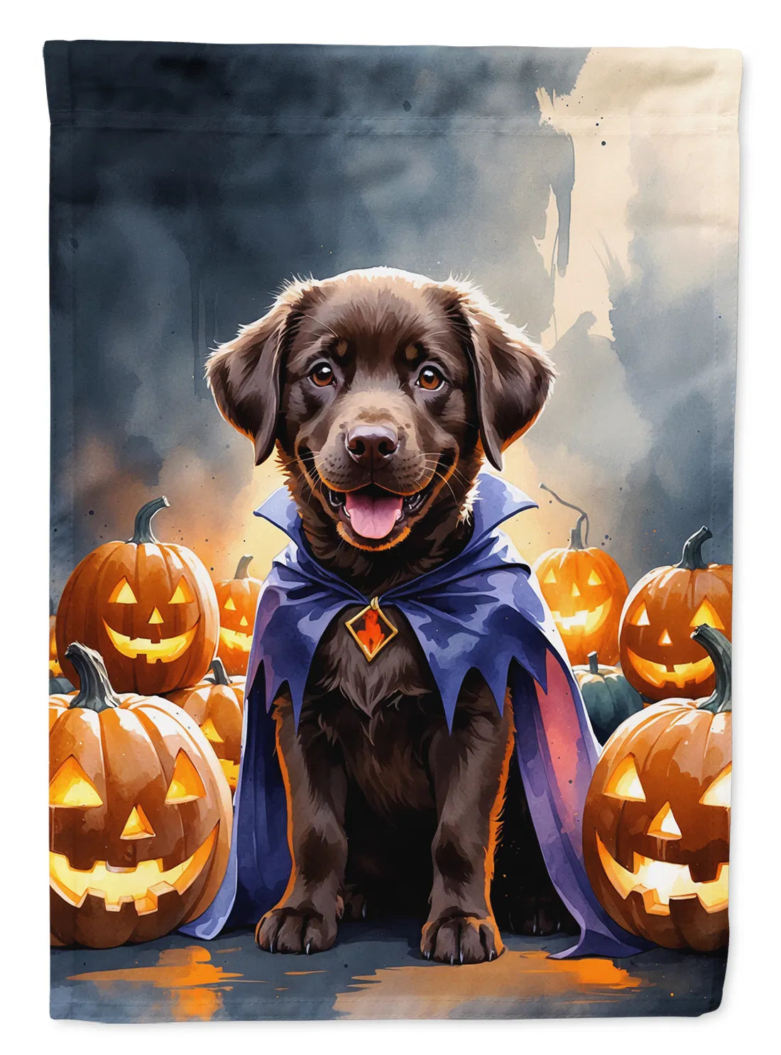 Chocolat Labrador Retriever Puppy Halloween House Drapeau Grand Porc Manches Pole décoratif