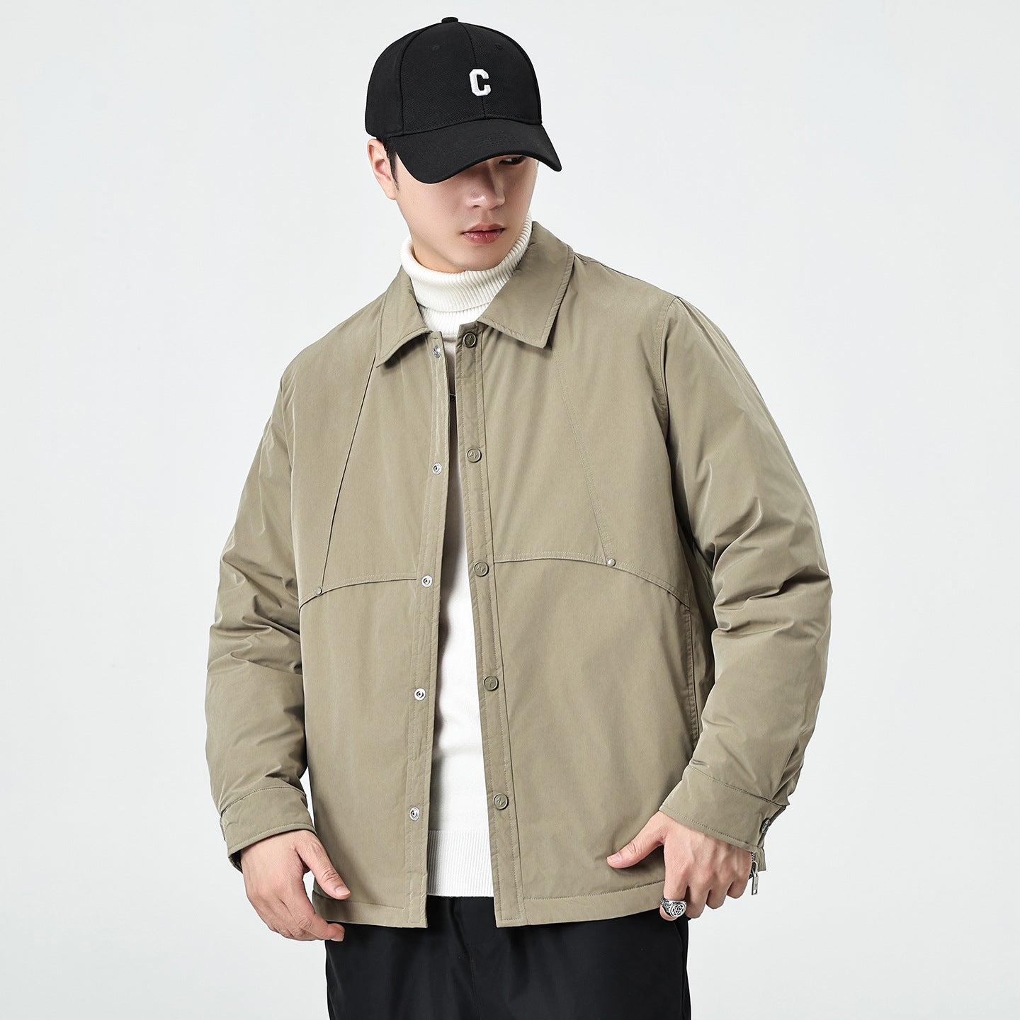 Automnehiver Hommes Lapel Coatsimple et chaud