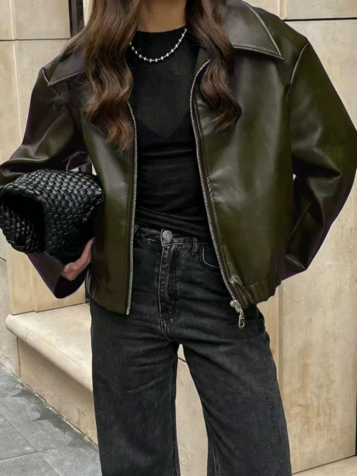 Elegant soft leather jacket for women