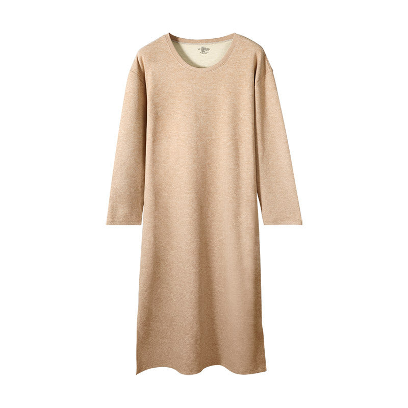 Homme AutomneHiver Manches longues Une piece Robe de nuit Longueur genou Peignoir Longue chemise de nuit