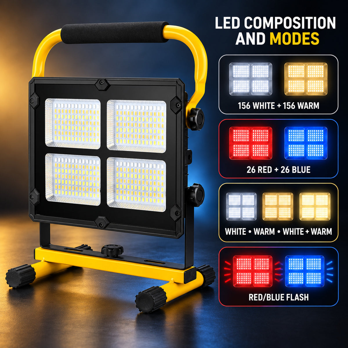 Affichage de batterie rechargeable alimenté par le solaire Type C LED Lampe de crue W878 2 Sécurité extérieure