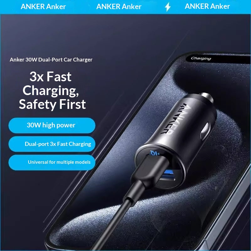 Chargeur de voiture rapide à double port de 30 W CU Anker