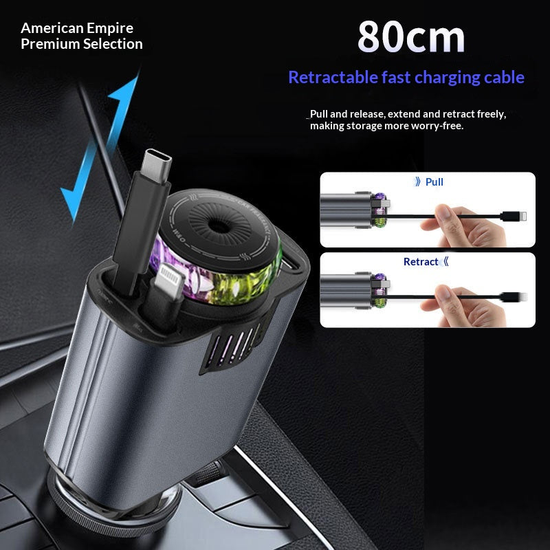 Chargeur de voiture PD charge rapide câble rétractable chargeur rapide allumeur de cigarette