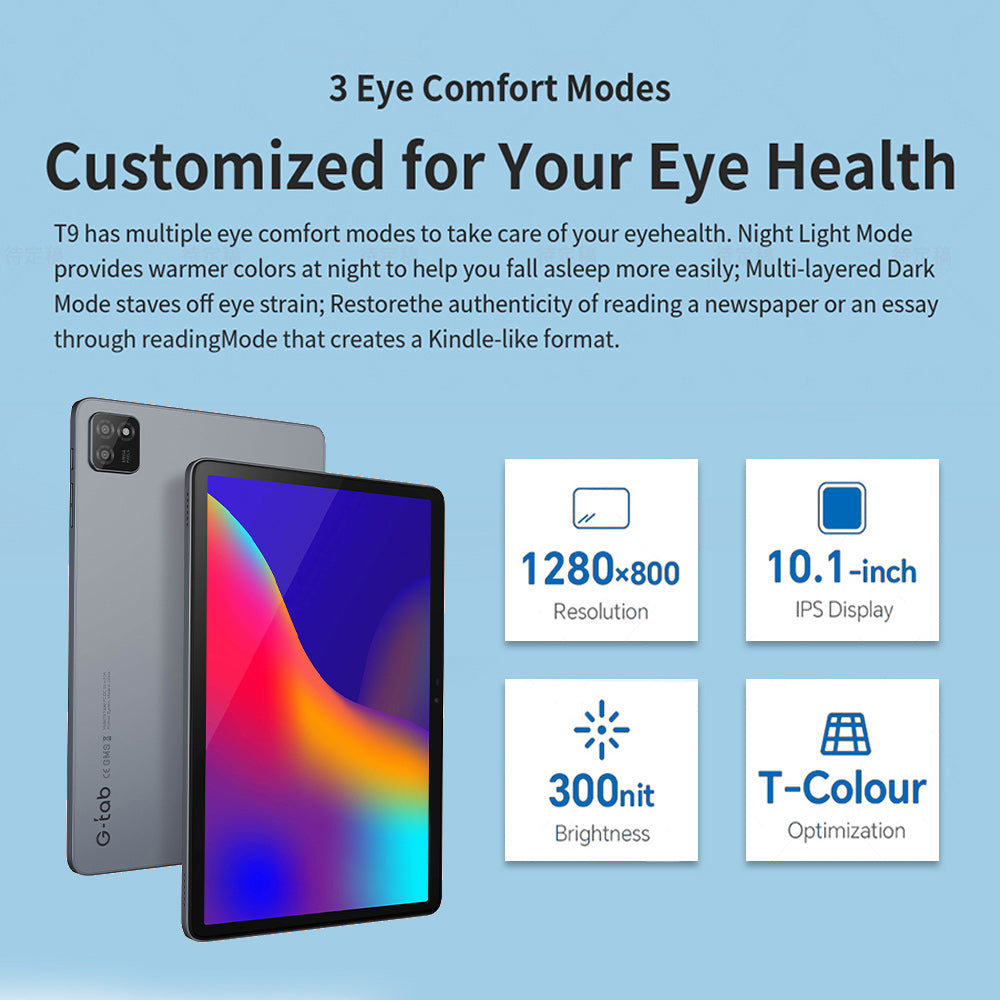 G-tab T9 Rockchip RK3562 Quad Core 3 Go 3 Go RAM 64 Go ROM 10,1 pouces Android 14 Comprimé PC Gre