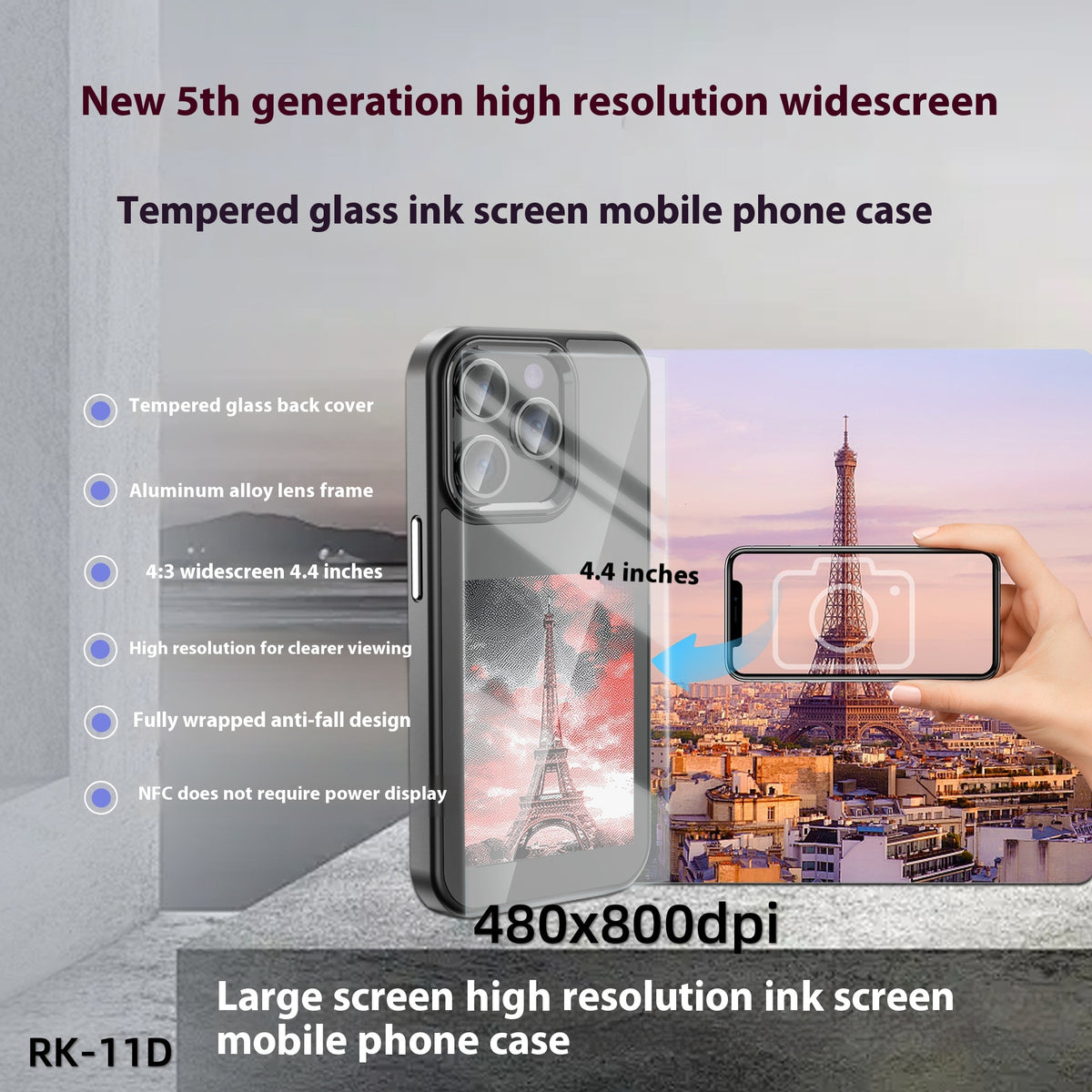 NFC Screen Projection Smart Color E-ink Ecran Phone Case