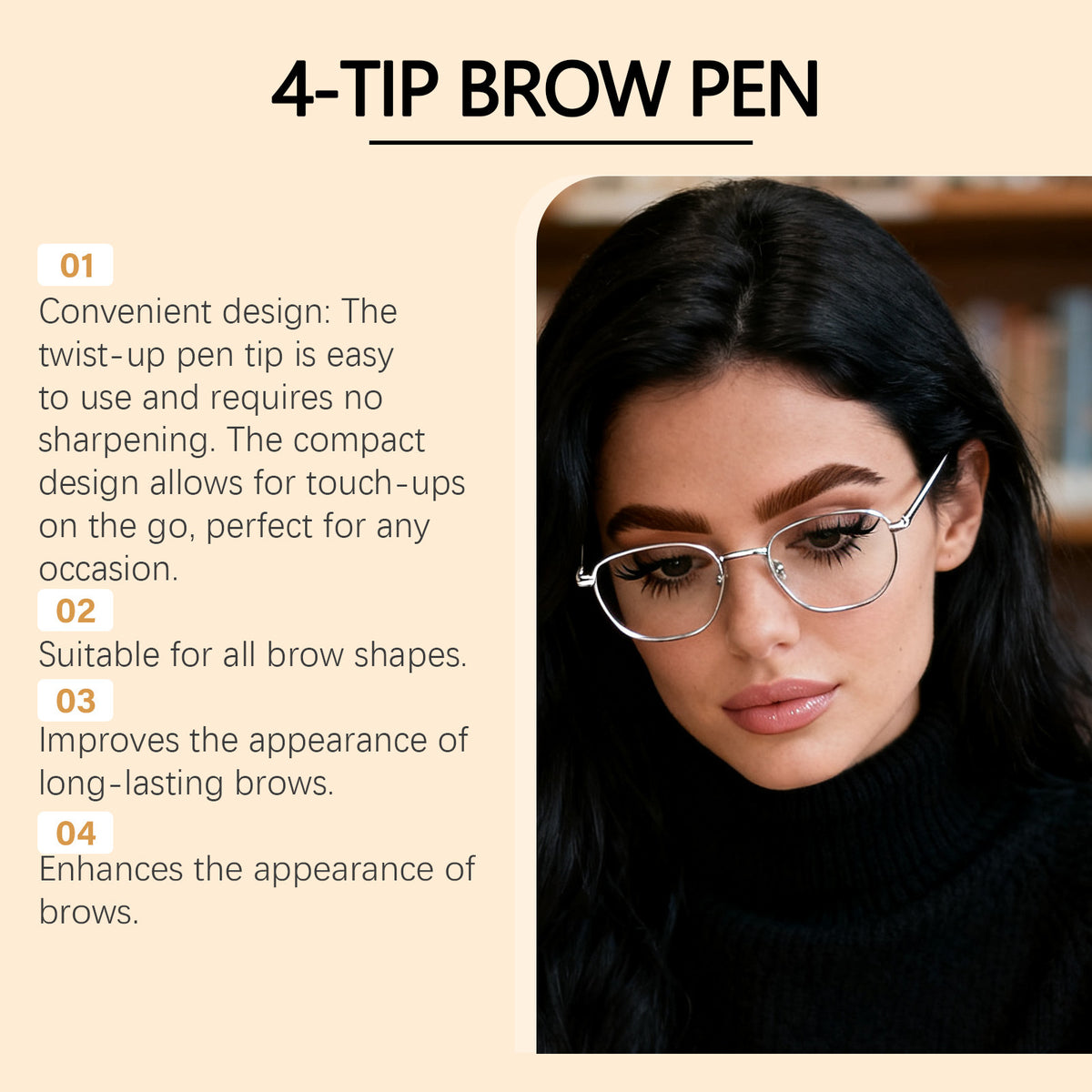 Crayon à sourcils naturel à quatre branches en trois dimensions