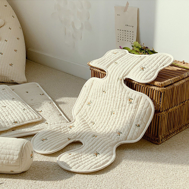 Poussette mince respirant coton brodé siège Coussin