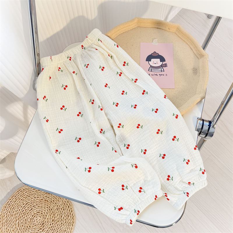 Style d'été Garçons et filles Baby Double-Layer Gauze Casual pantalons respirants