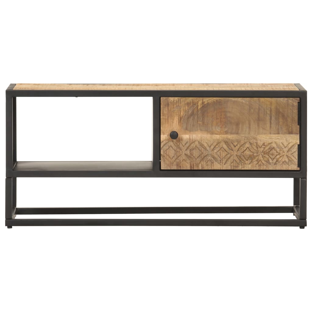 TV Cabinet avec porte sculptée 90x bois de mangue dur