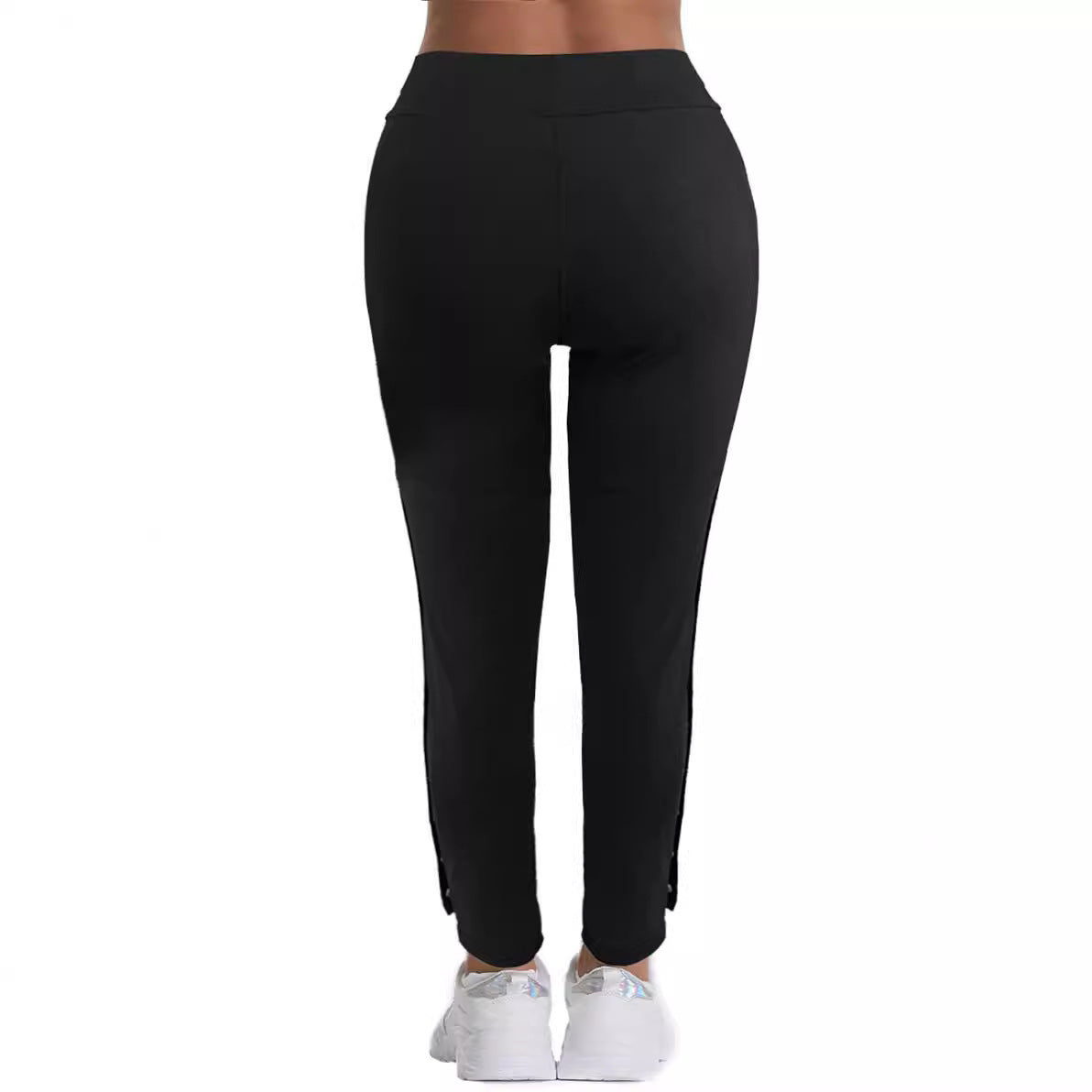 Femmes haute taille pantalons de fret stretch côté bouton Decor Flared Yoga pantalons avec poches Casu