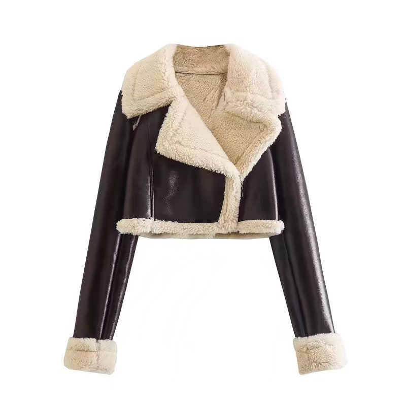Veste pour Femme Short Lapel Long Sleeve Slim Fashion Personality