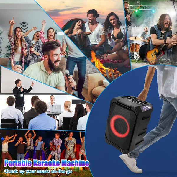 Haut-parleur de partie sans fil portable avec lumière LED 2 sans fil Mics télécommande TWS Music Ac