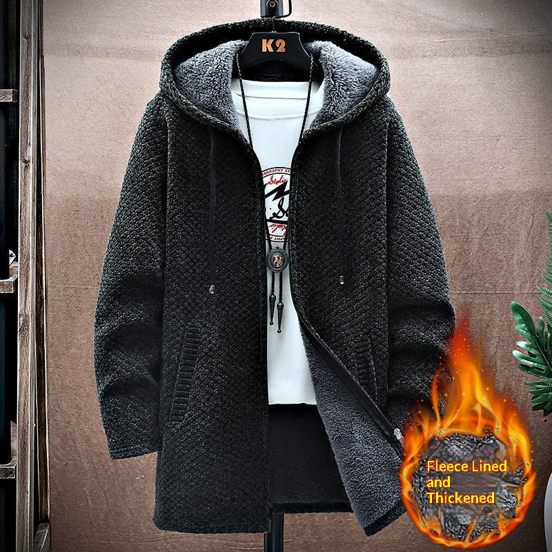 Men's Mid-Length Knitted Cardigan Coat Casual et polyvalent