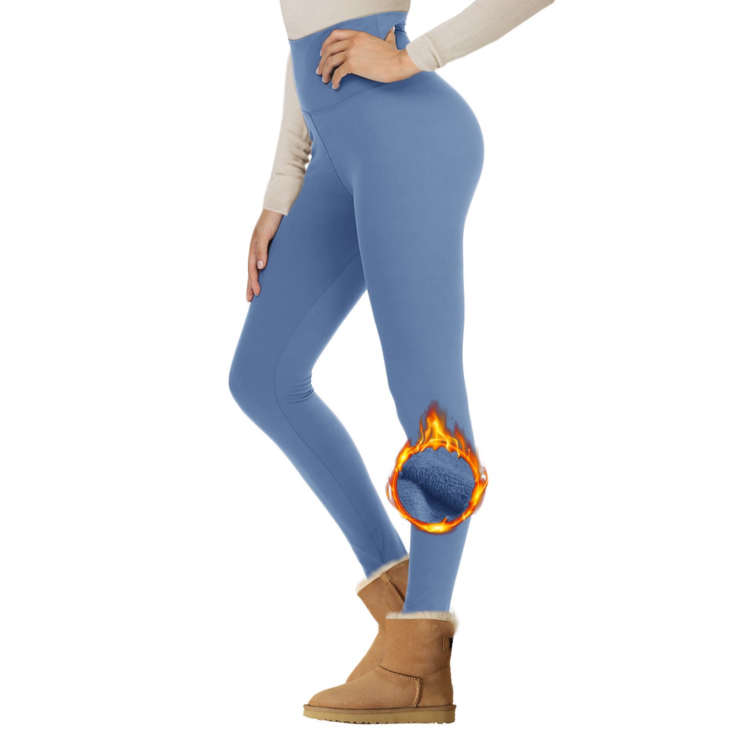 Velours Leggings rembourrés femmes haute taille hiver