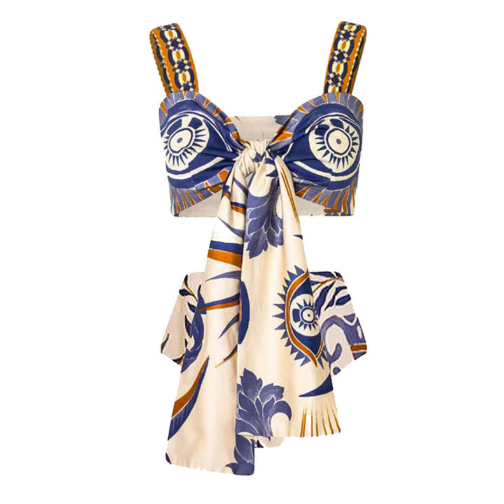 Strap-style Ethnic-print Maillot de bain en deux parties