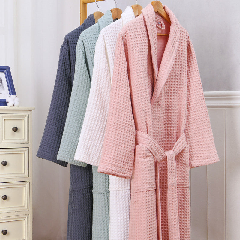 Coton Double Waffle Unisexe Robe longue épaissée