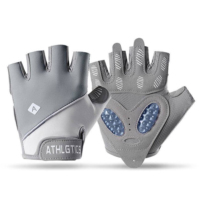 Cyclisme Fitness en plein air demi-doigt Protection solaire Pêche Gants minces en soie de glace