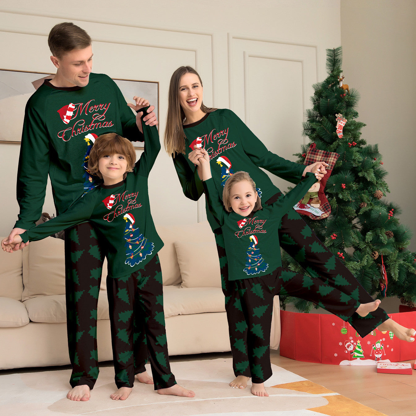 Pyjama à manches longues imprimé sapin de Noël