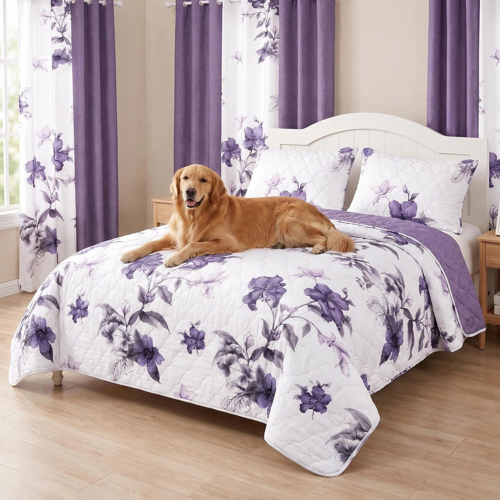 Couche de lit et rideau pour la fleur de 9 piece pour roi de Californie