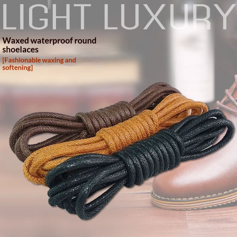 Dentelles de chaussures en cuir caoutchouteux caxées rondes hommes
