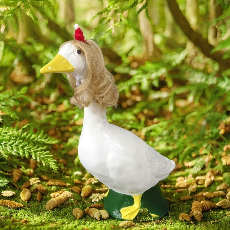 Décoration de canard blanc entrée jardin