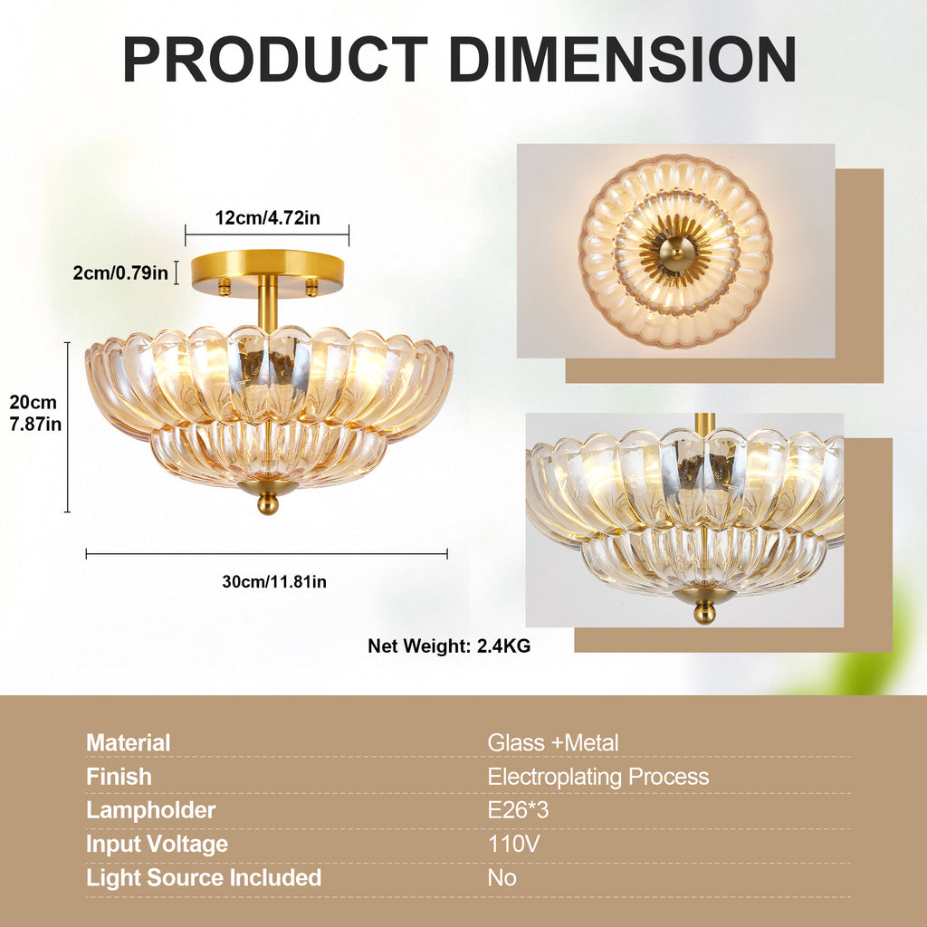 11.8 pouces Semi Flush Mount Plafond lumière