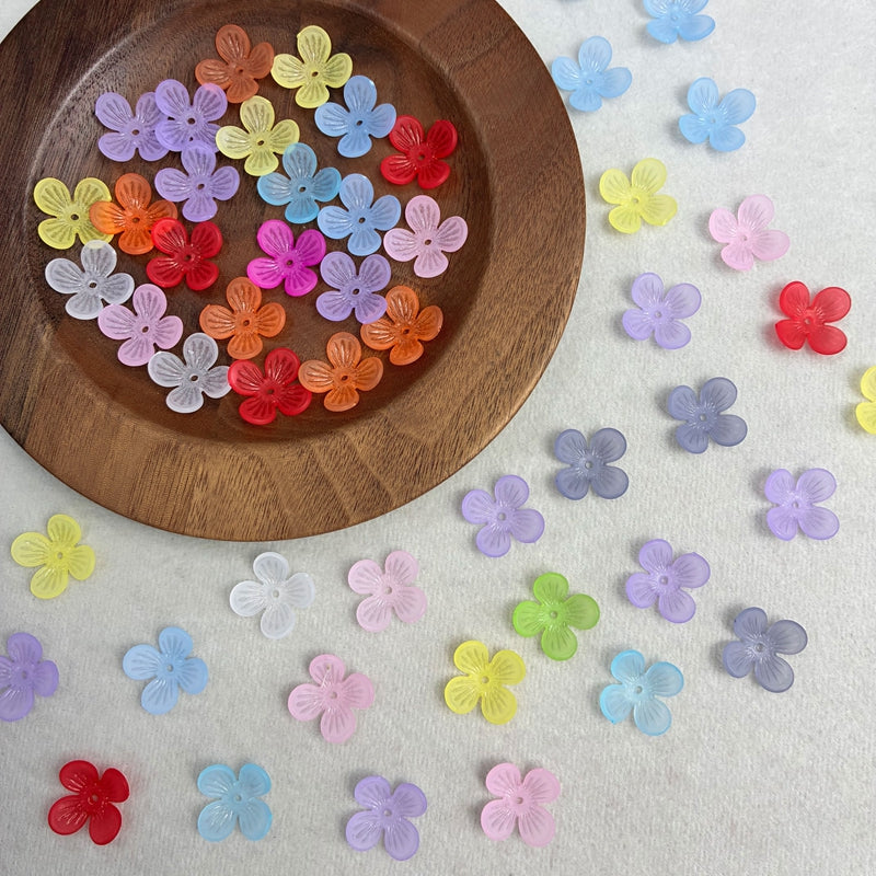 Perles de fleurs acryliques 4-Petal givrées