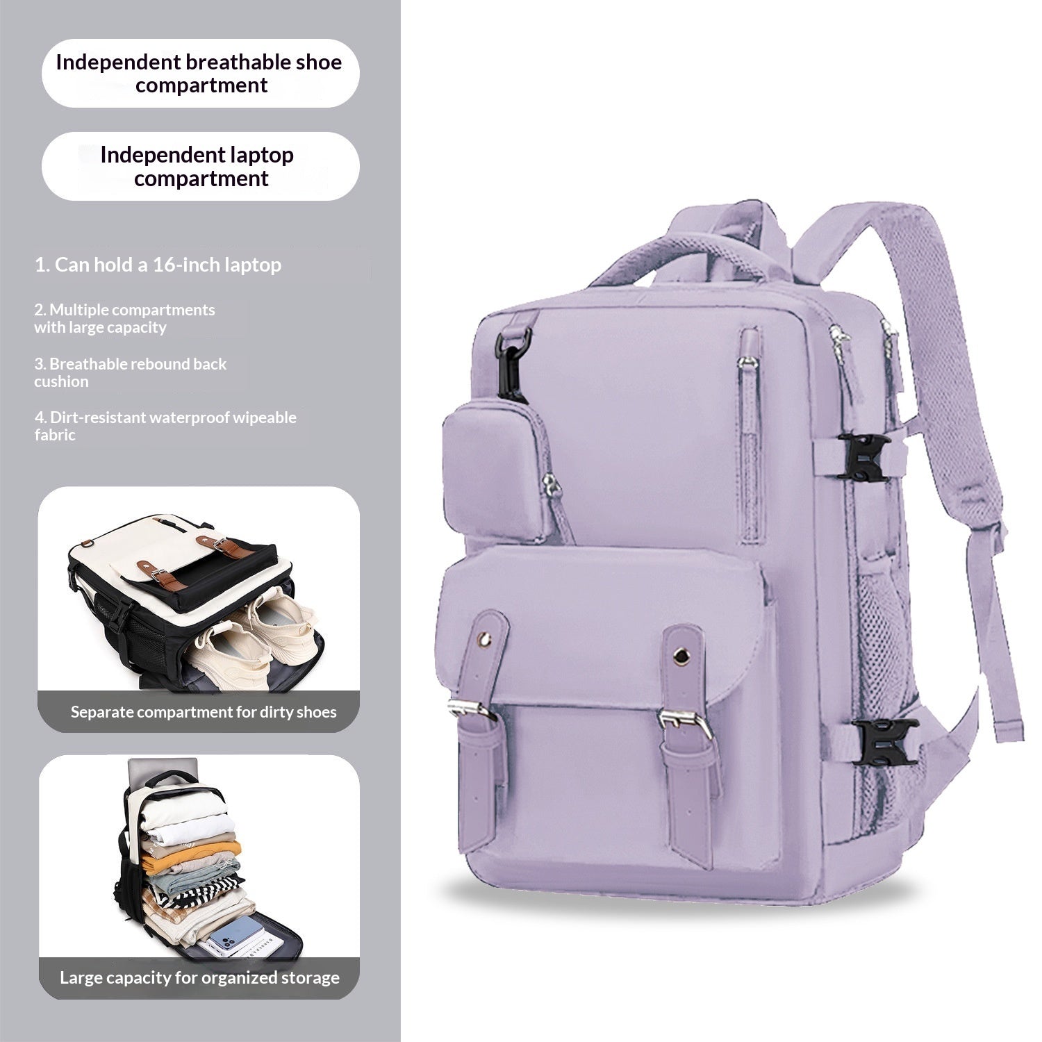 Sac à dos pour ordinateur portable de voyage étudiant de grande capacité