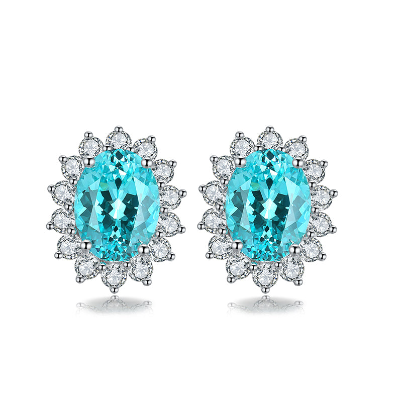 S925 Argent 3.1g Boucles d'oreilles Ruby Sapphire Emerald Paraiba
