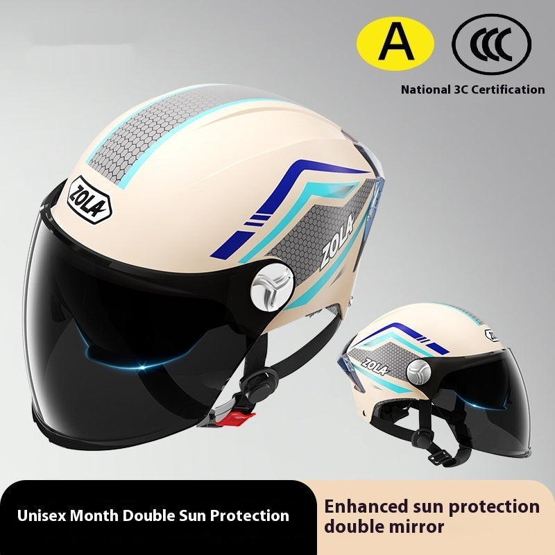 Moto de batterie pour hommes et femmes Quatre saisons Universal Sun Protection Half Helmet