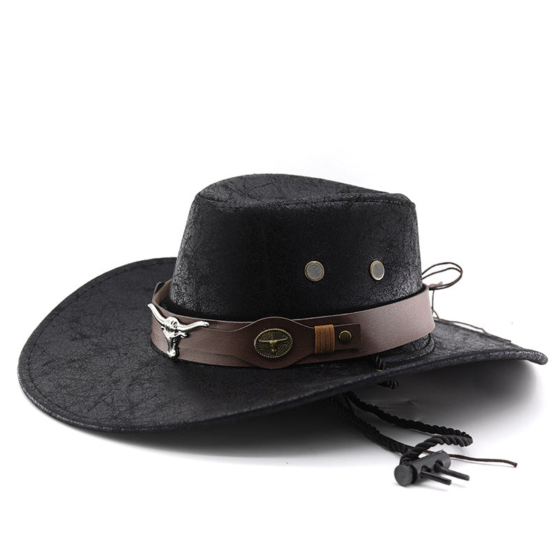 Western Cowboy Cracked Bullhead Retro Rider Hat pour hommes