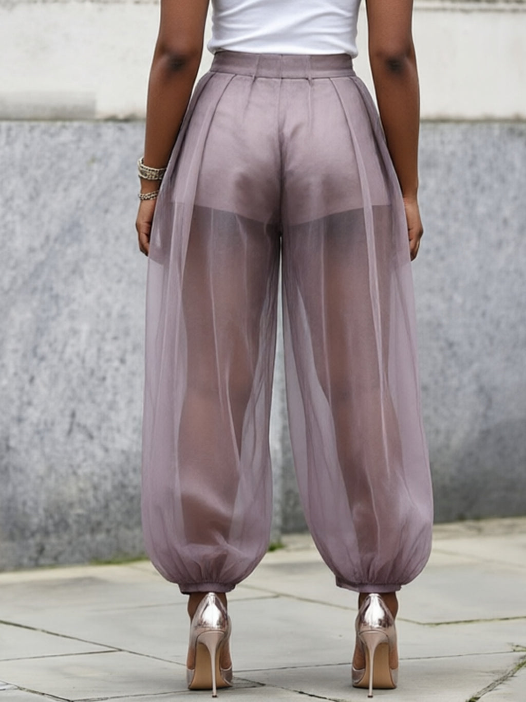 Style d'été européen et américain semi-transparent Mesh Solid Color Patchwork
