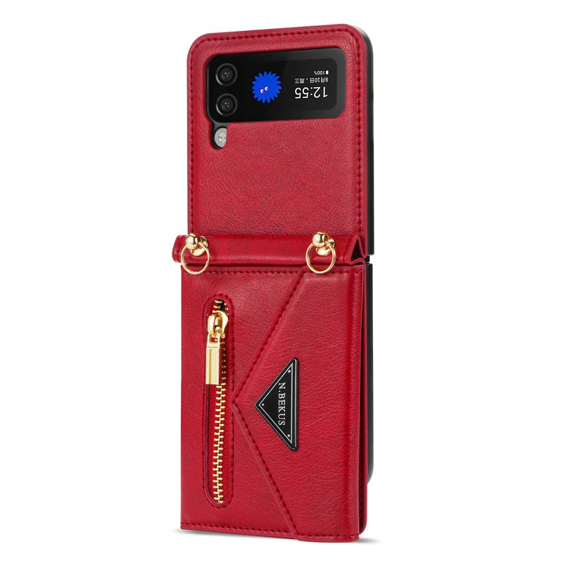 Porte carte zippée latérale Flip5 Étui de téléphone écran pliable Z Flip4 Étui de téléphone Flip4